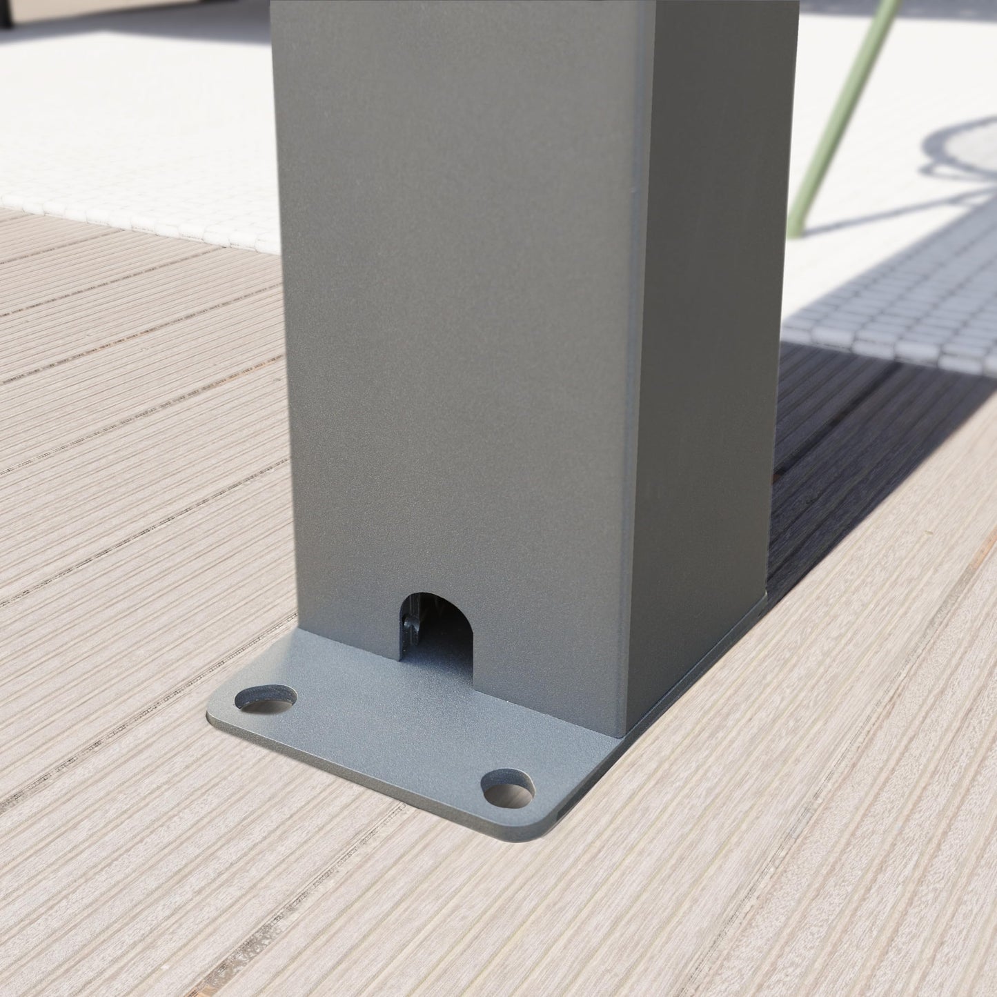 PRIMEYARD Pergola 3x6 m aluminium posts with louvered steel roof grey canopy