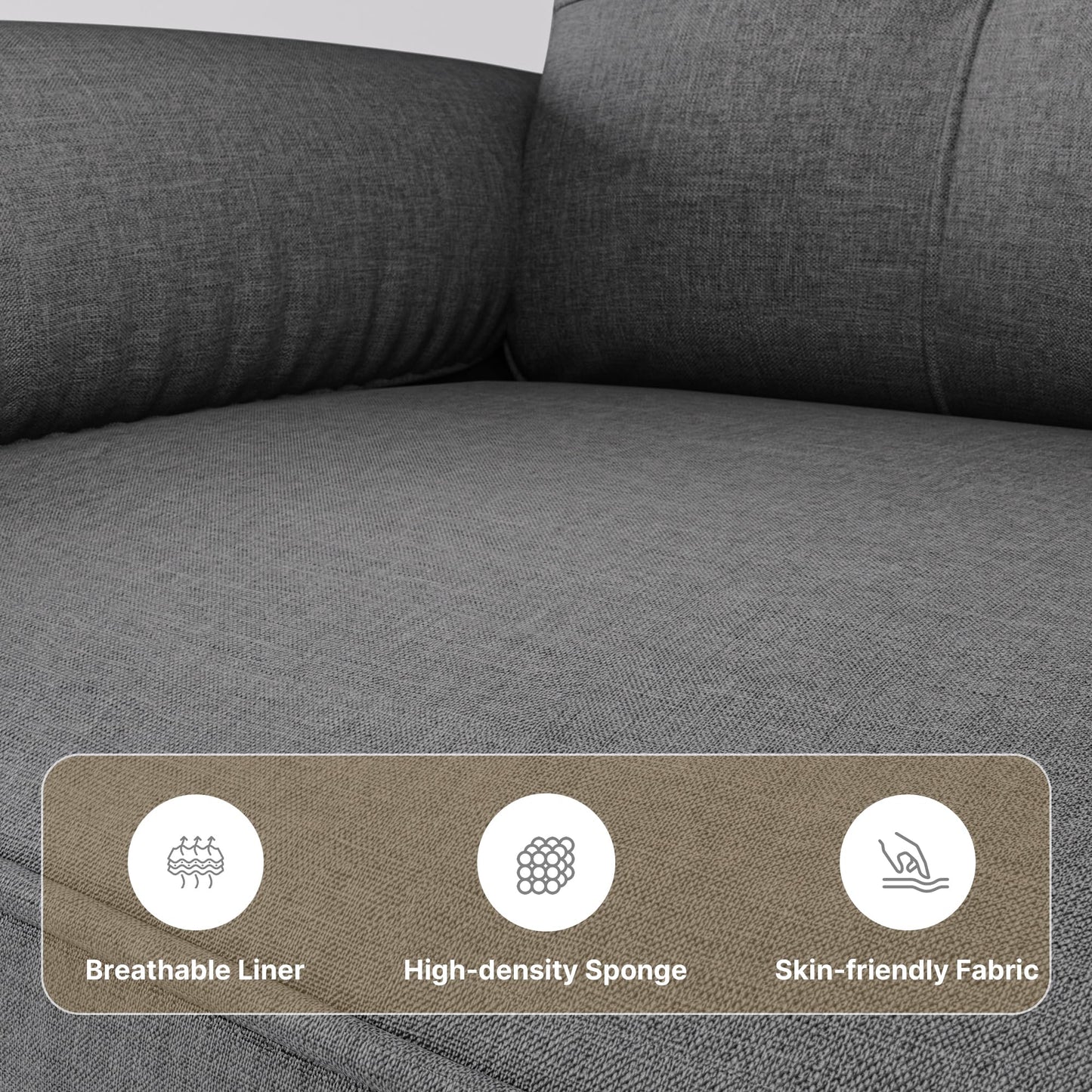 Xbro 2-Seater Sofa, Small Couch 2-Seater with Armrest and Side Pocket, Modern Fabric Couch for Living Room, Home, Office, Easy Assembly, 145 x 77 x 77 cm
