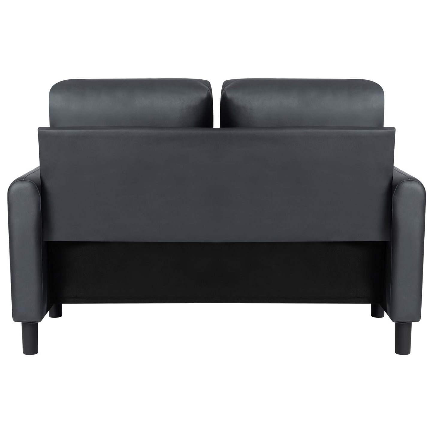 Faux Leather 2 Seater Sofa Couch With Cushion, 4 Legs, Love Seat Settee for Living Room, Office, Bedroom, Black