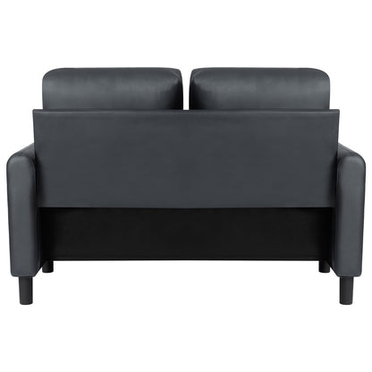 Faux Leather 2 Seater Sofa Couch With Cushion, 4 Legs, Love Seat Settee for Living Room, Office, Bedroom, Black