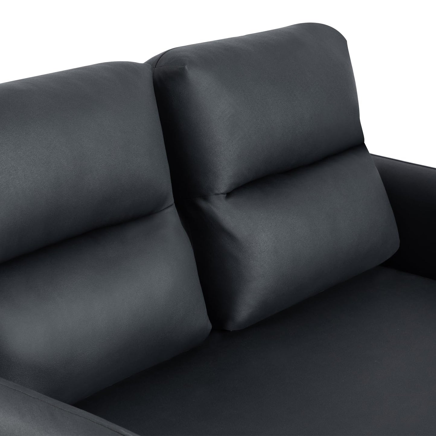 Faux Leather 2 Seater Sofa Couch With Cushion, 4 Legs, Love Seat Settee for Living Room, Office, Bedroom, Black