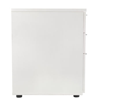 Office Hippo Heavy Duty Left Corner Radial Desk With 3 Drawer High Storage, Home Office Filing, PC Workstation for Office or Home, 5 Yr Warranty, MFC - White, Silver Frame, 160cm x 160.4cm