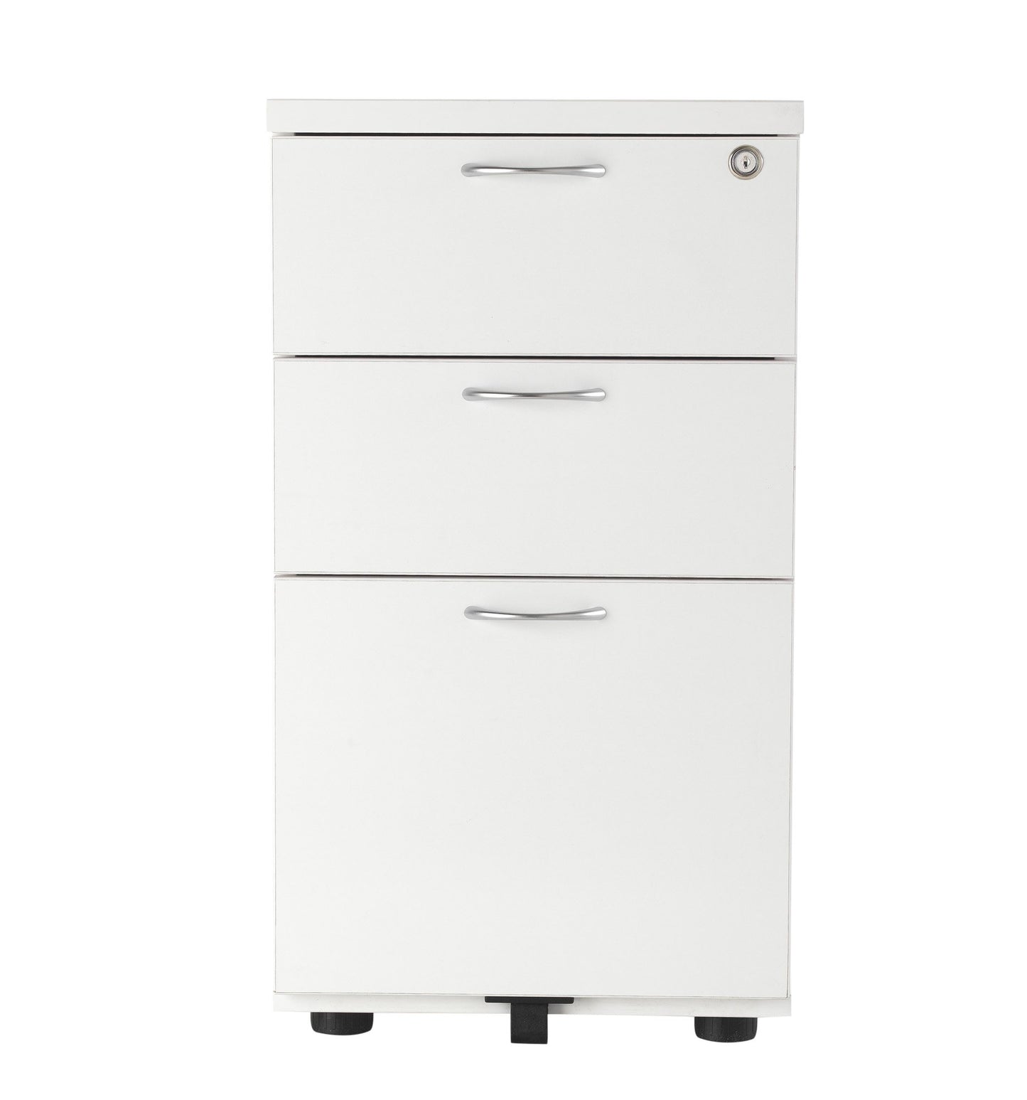 Office Hippo Heavy Duty Left Corner Radial Desk With 3 Drawer High Storage, Home Office Filing, PC Workstation for Office or Home, 5 Yr Warranty, MFC - White, Silver Frame, 160cm x 160.4cm