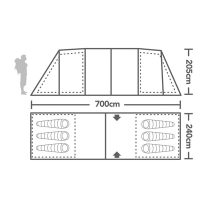 Hi-Gear Zenobia Eclipse 6 Man Tunnel Tent, Blackout Bedrooms