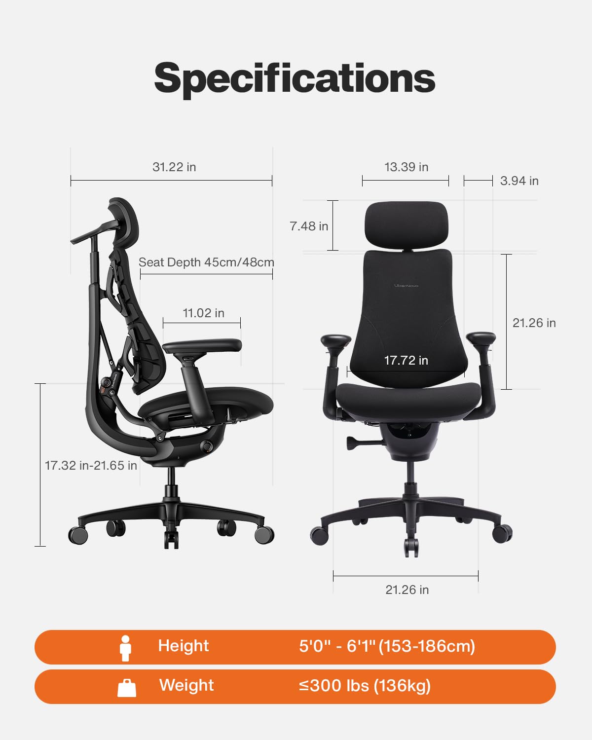 LiberNovo SE Ergonomic Office Chair, Adjustable Desk Chair