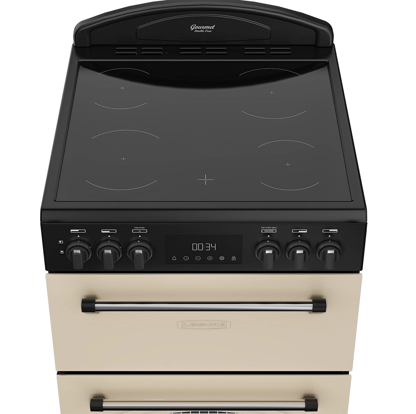 Leisure CLB60ECC 60cm Double Oven Electric Range Cooker – Cream, Multifunction Main Oven, Conventional Top Oven & Grill, Ceramic Hob, LED Timer, A Rated Efficiency, Stylish Traditional Design