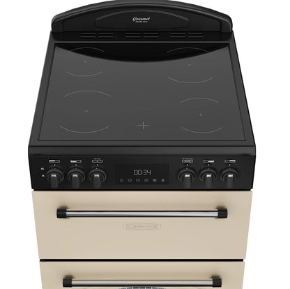 Leisure CLB60ECC 60cm Double Oven Electric Range Cooker – Cream, Multifunction Main Oven, Conventional Top Oven & Grill, Ceramic Hob, LED Timer, A Rated Efficiency, Stylish Traditional Design