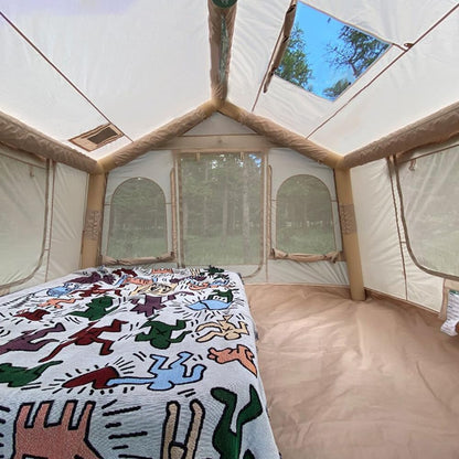 TentHome Inflatable Cabin Tent 2-3 Person, Awning, Green