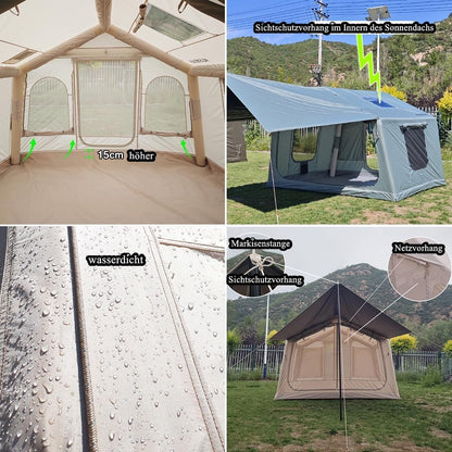 TentHome Inflatable Cabin Tent 2-3 Person, Awning, Green