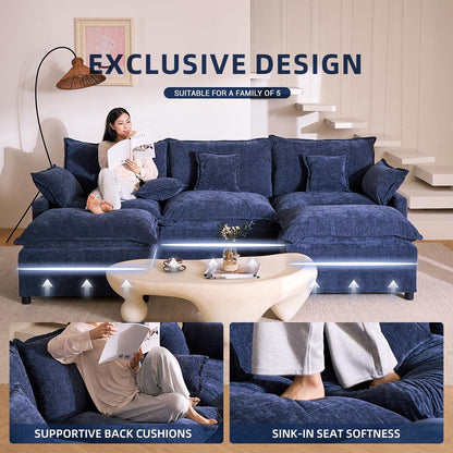 The Haven 108" U-Shaped Modular Cloud Sofa – Deep Seat Chenille Sectional