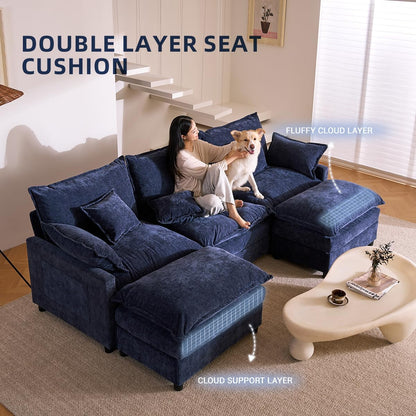 The Haven 108" U-Shaped Modular Cloud Sofa – Deep Seat Chenille Sectional