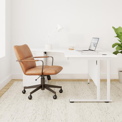 Office Hippo Heavy Duty Left Corner Radial Desk With 3 Drawer High Storage, Home Office Filing, PC Workstation for Office or Home, 5 Yr Warranty, MFC - White, Silver Frame, 160cm x 160.4cm