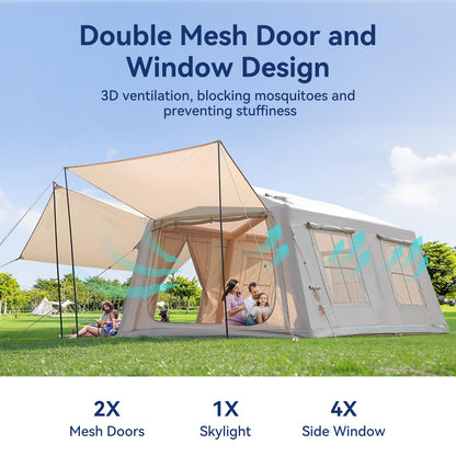 MOPHOTO Inflatable Tent 6-8 Person with Canopy, Khaki