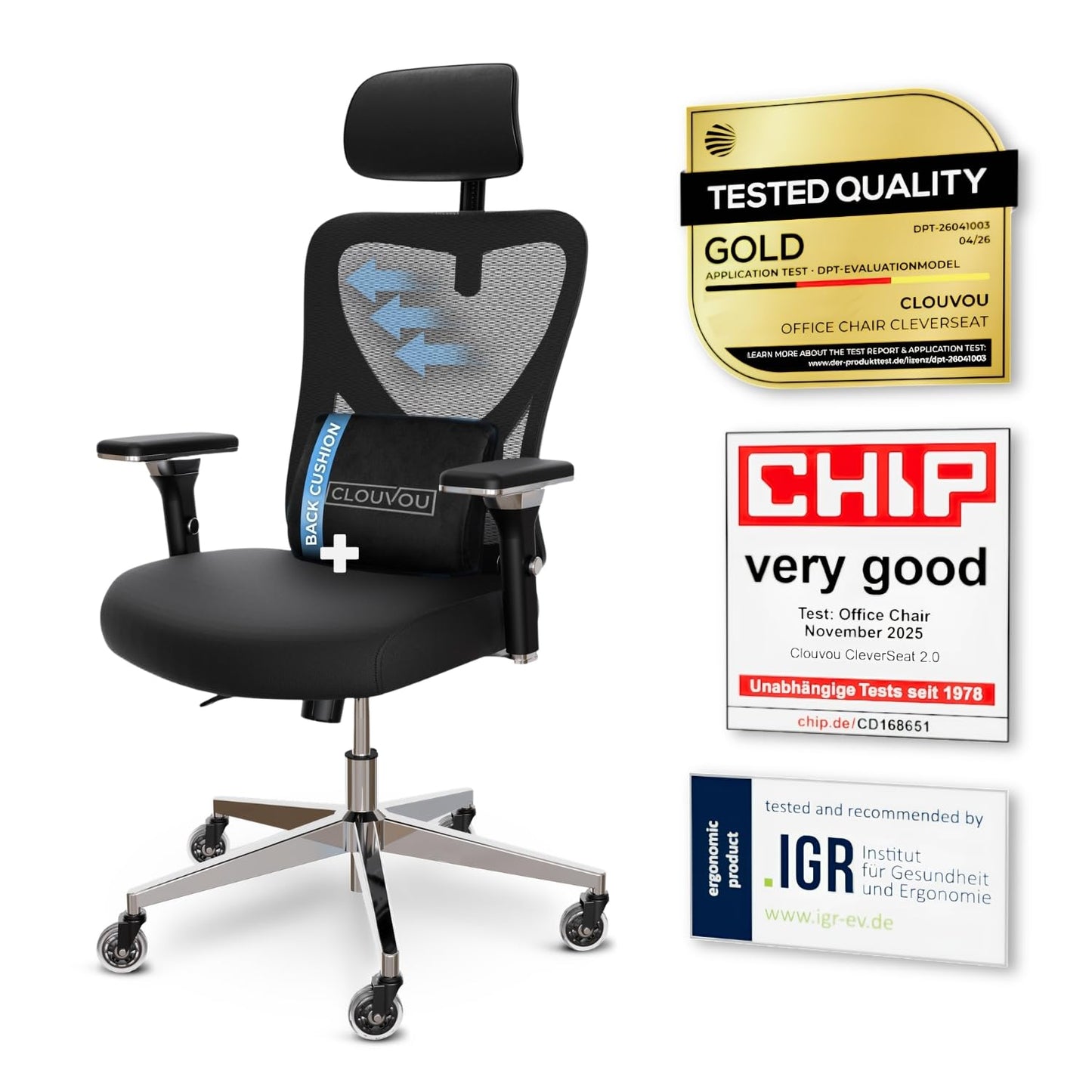 CLOUVOU Ergonomic Office Chair for Home [Best Rated] Mesh Back