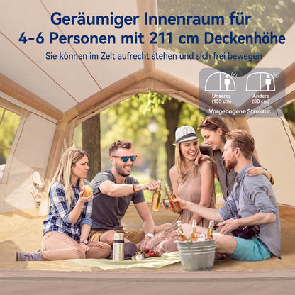 MOPHOTO Inflatable Tent 4-6 Person with Pump, Beige