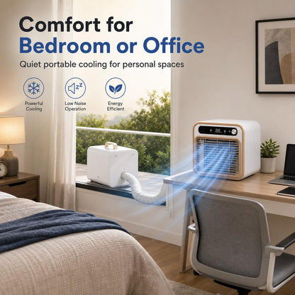 5000 BTU Portable Split AC, Smart Quiet Cooler with Remote & App Control, 12H Timer & 130m³/h Airflow, DIY Installation for Bedroom, Office, RV, Camping(1.5m tube)