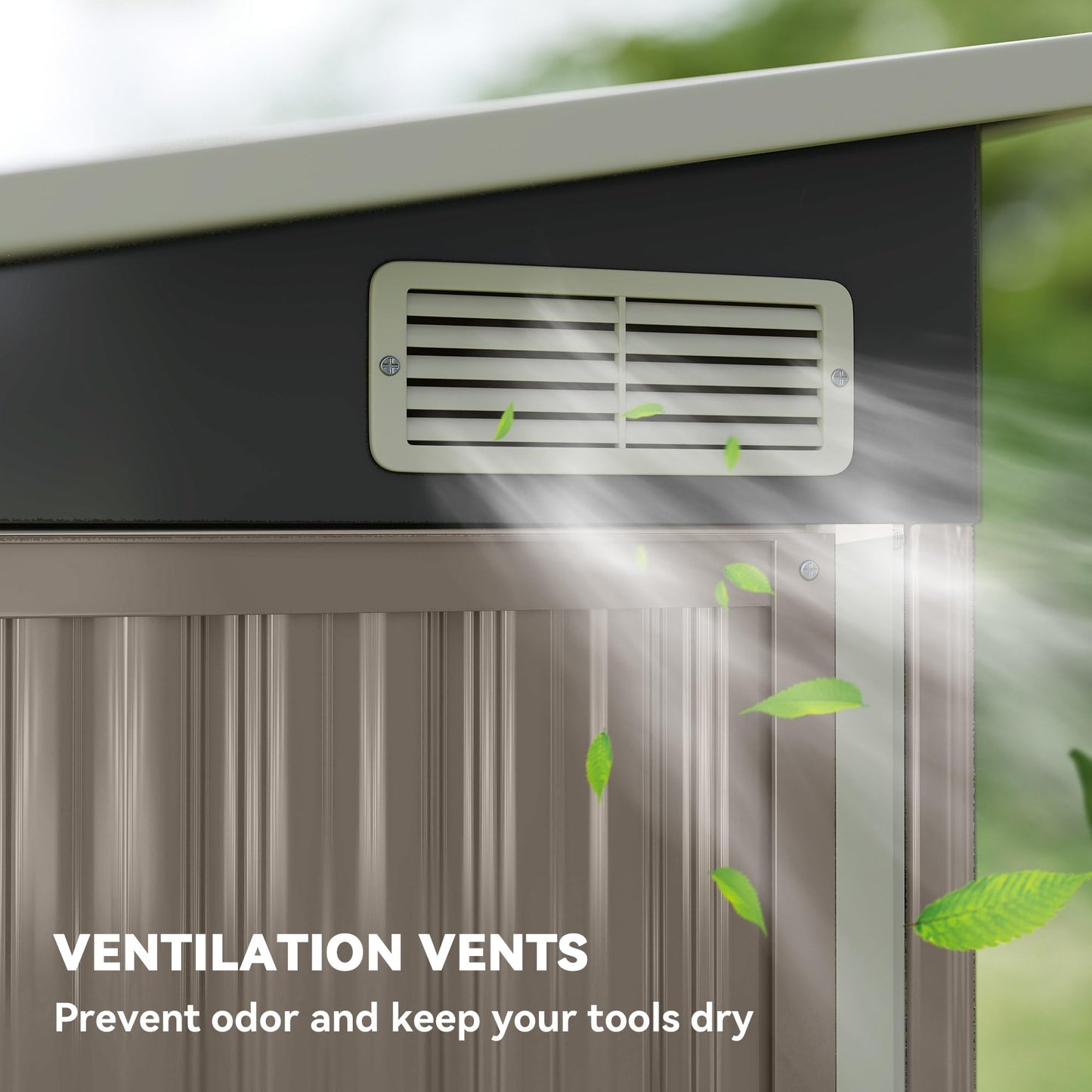 Outsunny 7.5 x 4.3ft Metal Garden Storage Shed Waterproof Vents Light Grey