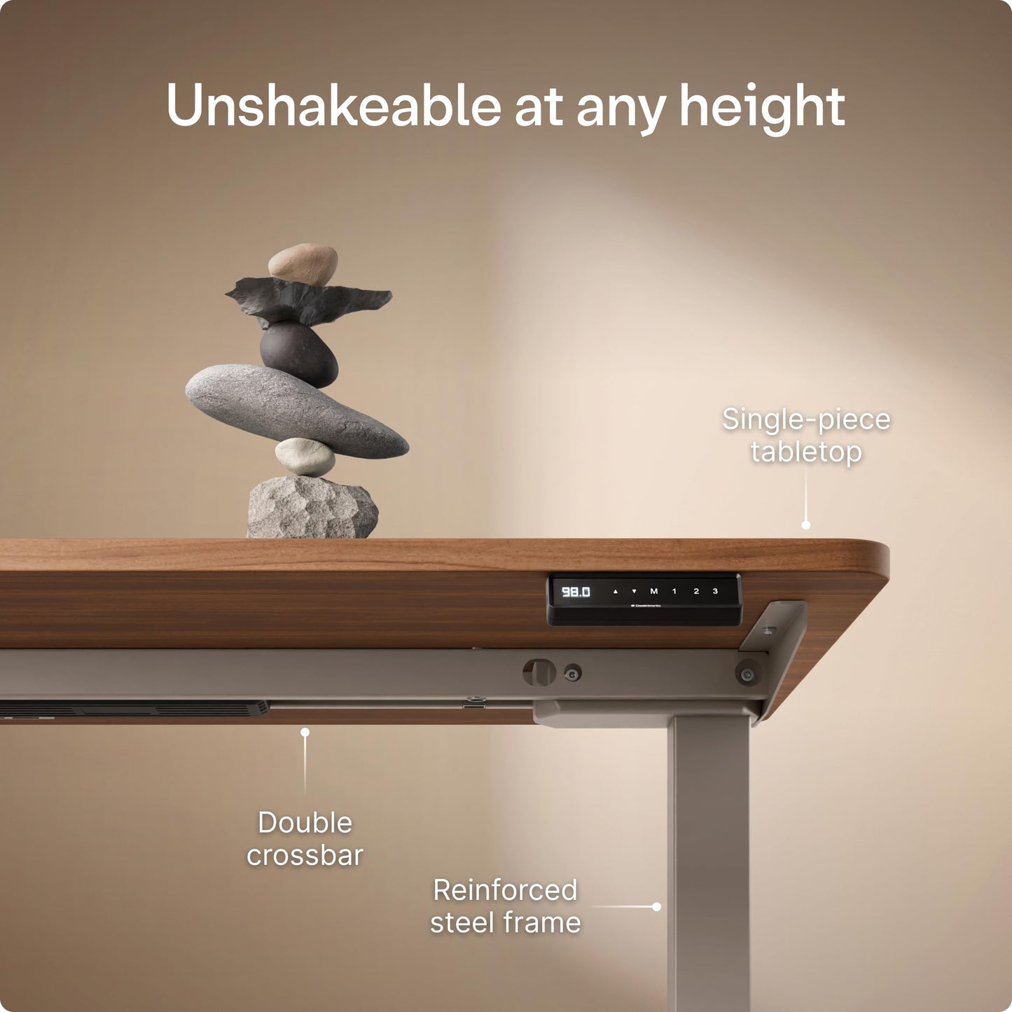 Desktronic HomeOne Standing Desk 160x80cm – Dual Motor Electric Height Adjustable Desk with USB & USB-C Charging, 3 Memory Presets & Touchscreen Controller – Home Office