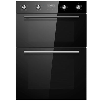 Cookology 72L 90cm Built-in Electric Double Oven - Black Glass