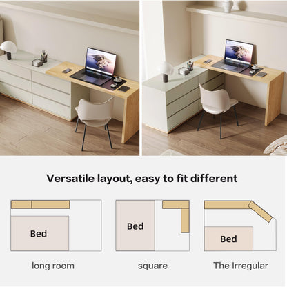 LumivoxNest Modern L-Shaped Desk with 6 Drawers, Adjustable Corner Desk 1.4m to 2.5m, White Computer Desk for Home Office, Study & Gaming