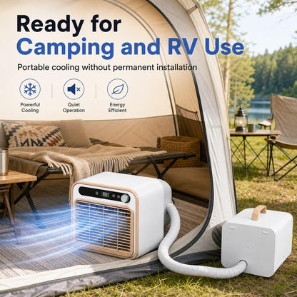 5000 BTU Portable Split AC, Smart Quiet Cooler with Remote & App Control, 12H Timer & 130m³/h Airflow, DIY Installation for Bedroom, Office, RV, Camping(1.5m tube)