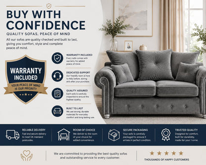 Hugo Grey Velvet Corner Sofa – Plush 2C2 Fabric Corner Couch – Modern Luxury 4–5 Seater Sofa with Deep Cushions for Living Room