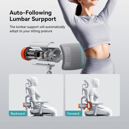 Newtral Ergonomic Office Chair with Detachable Laptop Tray - Home Desk Chair with Dynamic Lumbar Support, Foldable Footrest, 2D Headrest, 4D Armrest, Includes Mouse Zone, Cup Holder, NT002, Grey