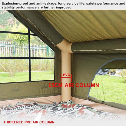 Cotton Canvas Inflatable Tent with Stove Jack, Green, Small