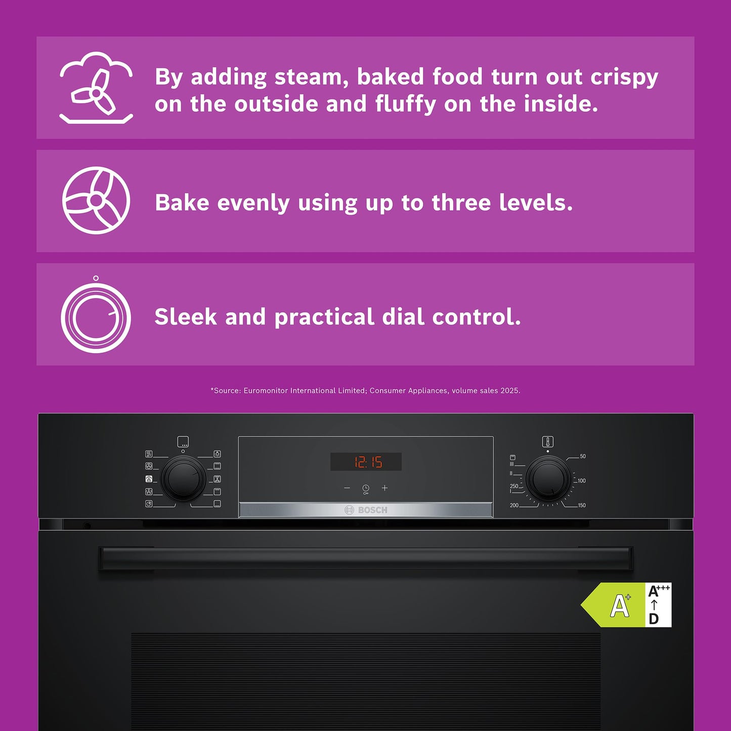 Bosch Series 4 HQA534BB3B Built-in Single Oven, A Rated, Black