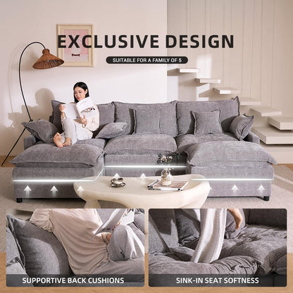 The Haven 108" U-Shaped Modular Cloud Sofa – Deep Seat Chenille Sectional