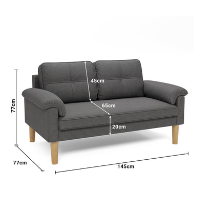 Xbro 2-Seater Sofa, Small Couch 2-Seater with Armrest and Side Pocket, Modern Fabric Couch for Living Room, Home, Office, Easy Assembly, 145 x 77 x 77 cm