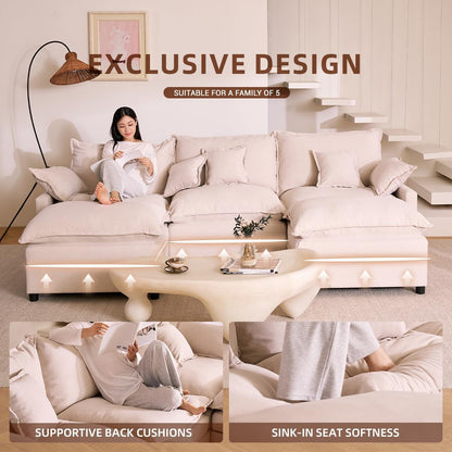 The Haven 108" U-Shaped Modular Cloud Sofa – Deep Seat Chenille Sectional