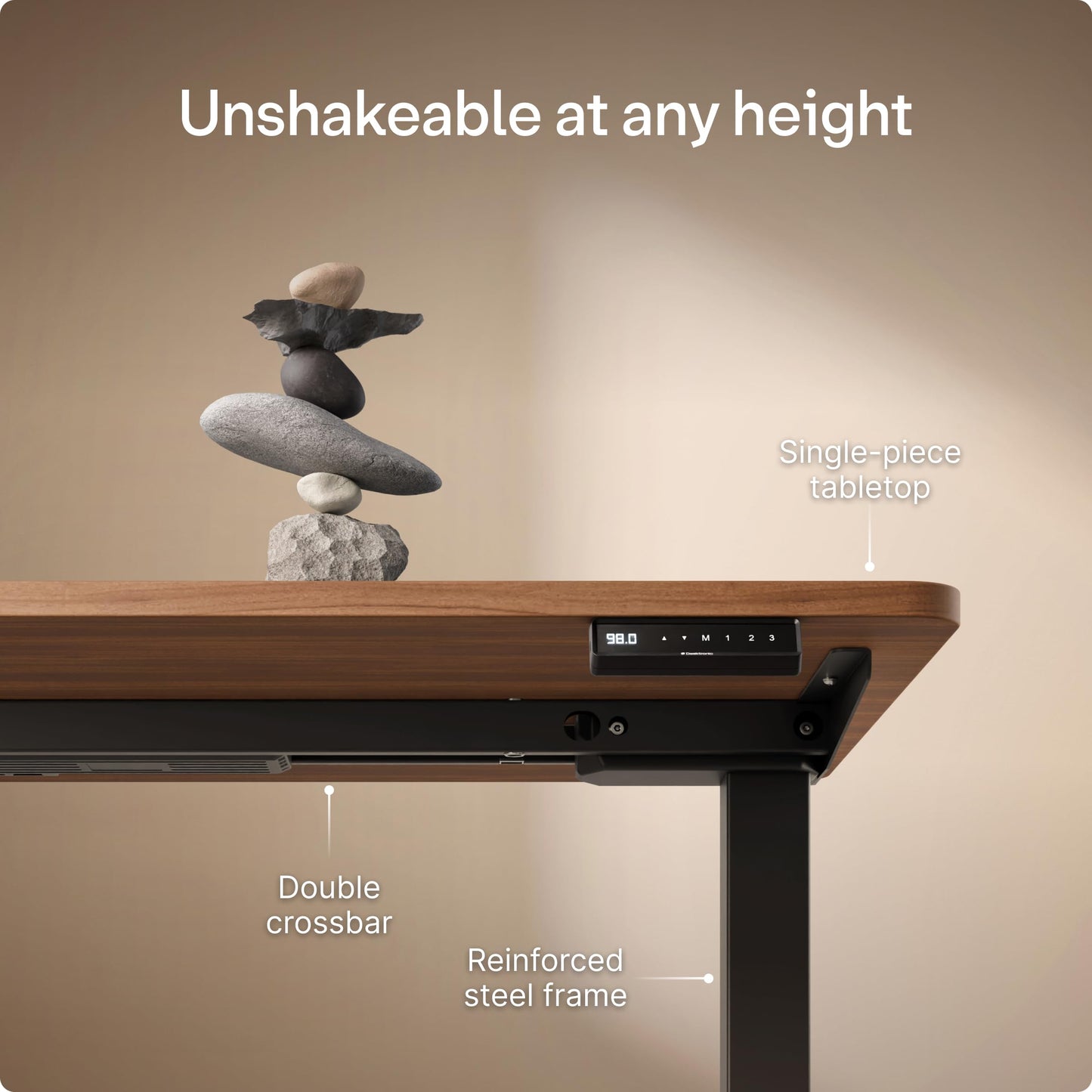 Desktronic HomeOne Standing Desk 160x80cm – Dual Motor Electric Height Adjustable Desk with USB & USB-C Charging, 3 Memory Presets & Touchscreen Controller – Home Office