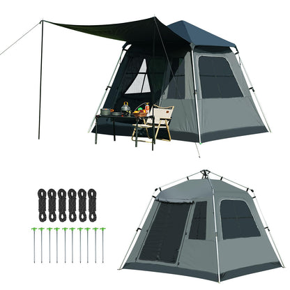 Instant Pop-Up Dome Tent 3-4 Person with Sunshade, Grey