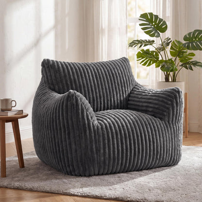 Hamlody Corduroy Bean Bag Chair, Premium Shredded Foam Single Sofa