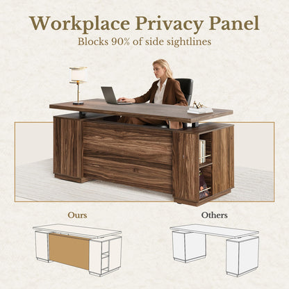 HUANUO 178×76cm Electric Standing Desk with Storage for Home Office
