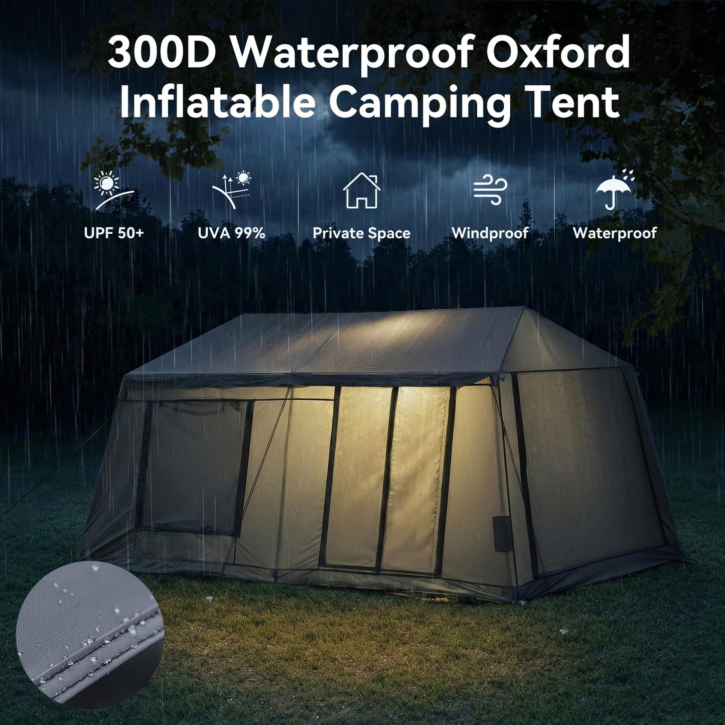 MOPHOTO Inflatable Tent 6-8 Person with Canopy, Grey