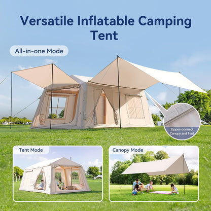 MOPHOTO Inflatable Tent 6-8 Person with Canopy, Khaki