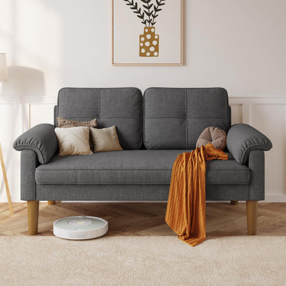 Xbro 2-Seater Sofa, Small Couch 2-Seater with Armrest and Side Pocket, Modern Fabric Couch for Living Room, Home, Office, Easy Assembly, 145 x 77 x 77 cm