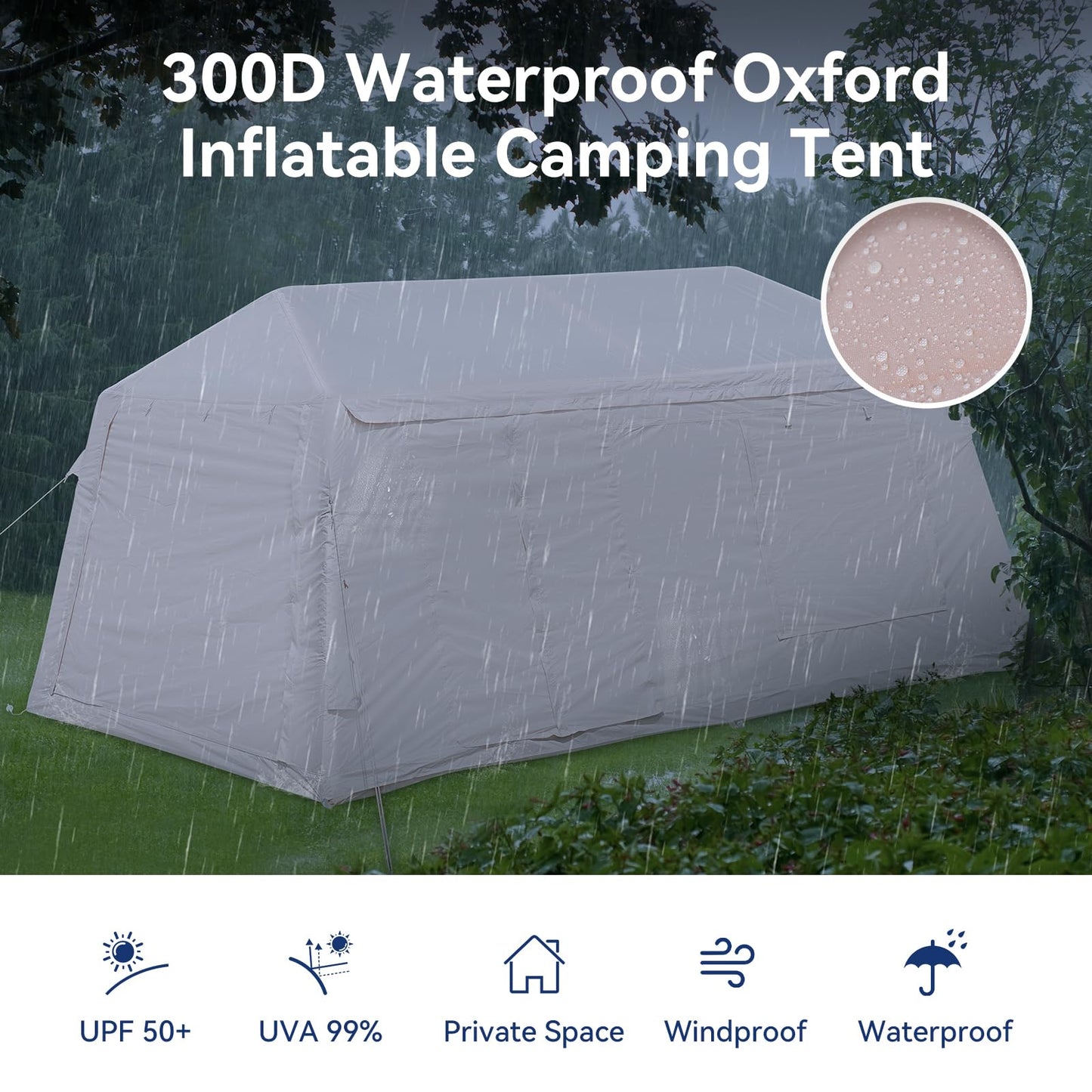 MOPHOTO Inflatable Tent 6-8 Person with Canopy, Khaki