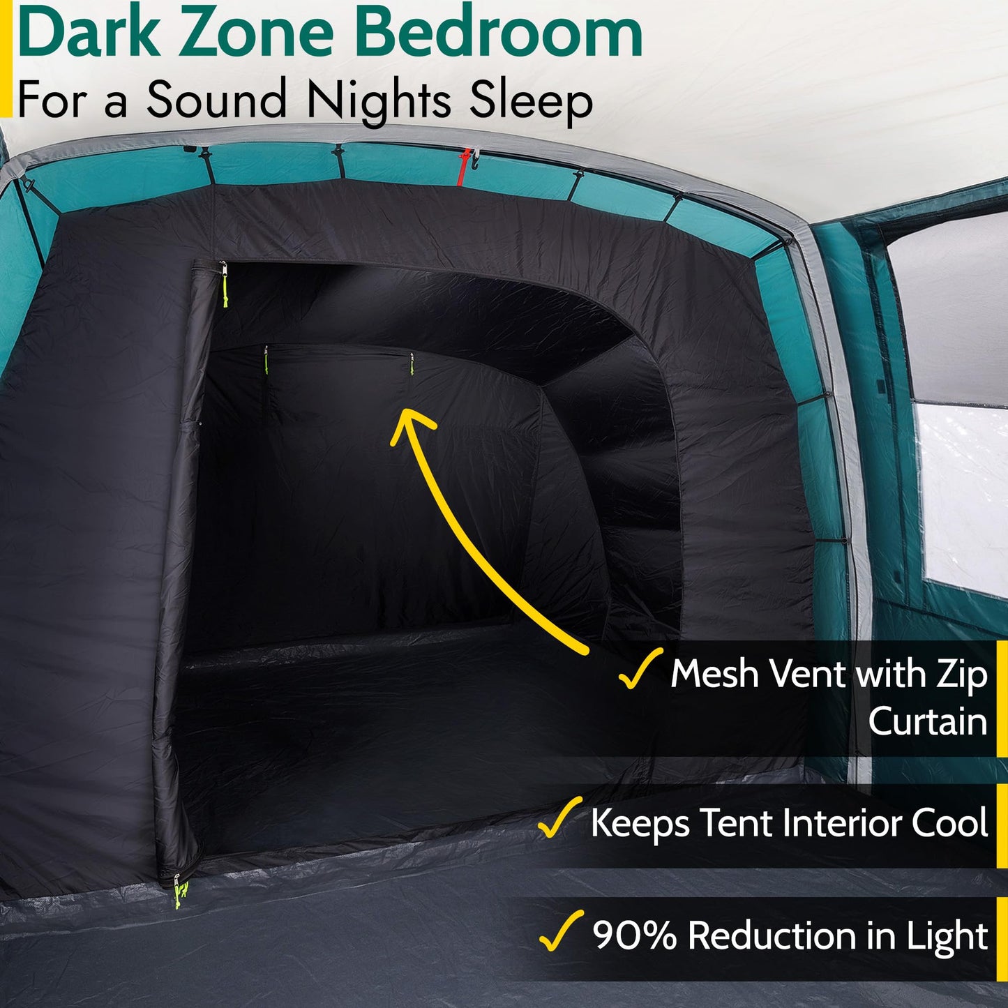 Trail Brazen 4 Man Air Tent, Dark Zone Bedroom, 5000mm