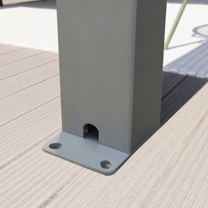 PRIMEYARD Pergola 3x6 m aluminium posts with louvered steel roof grey canopy