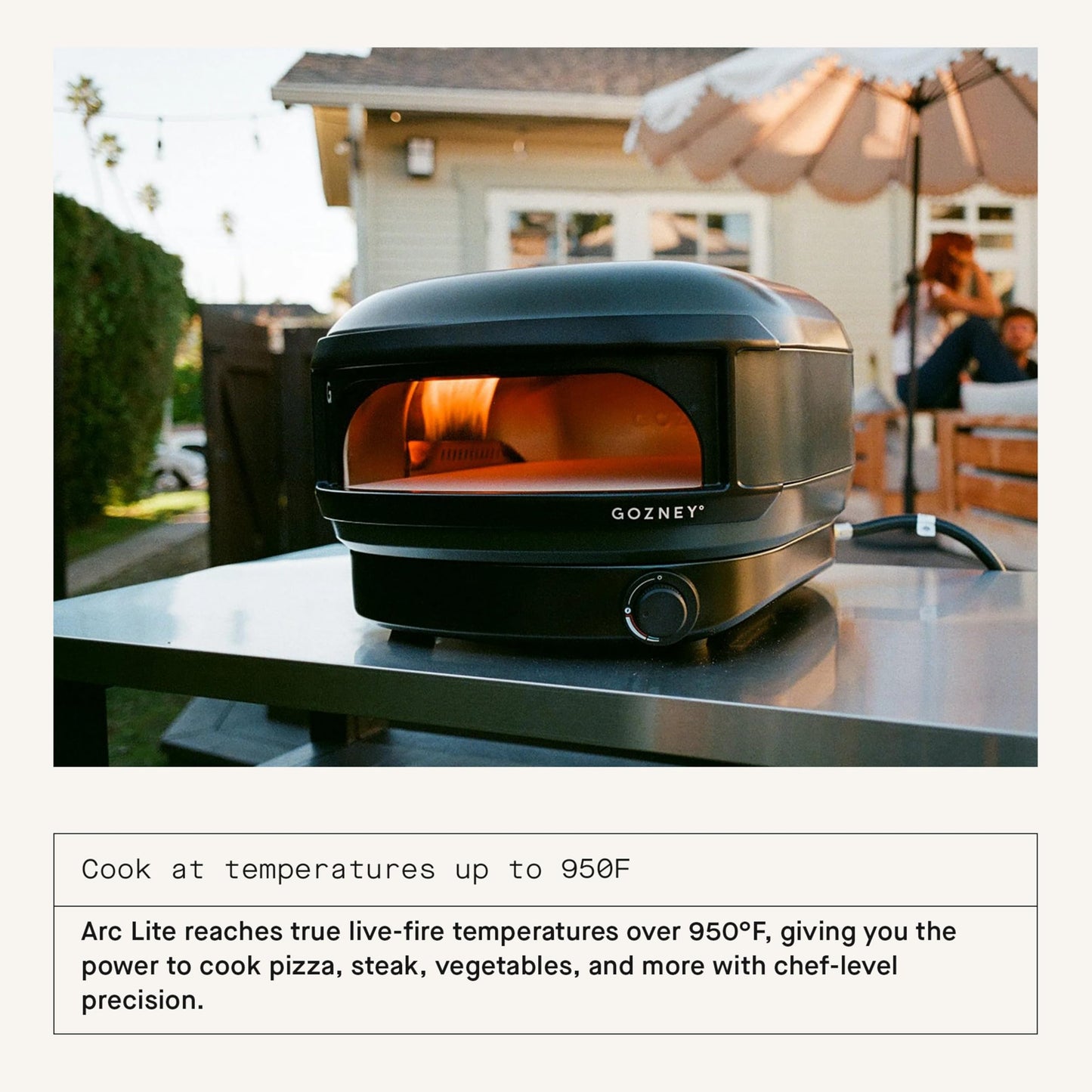 Gozney Arc Lite Outdoor Pizza Oven, Propane Gas Pizza Oven, Precision Flame Control, Cooks 12" Pizza in 60 Seconds, Heats up to 500°C - Off Black