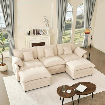 The Haven 108" U-Shaped Modular Cloud Sofa – Deep Seat Chenille Sectional