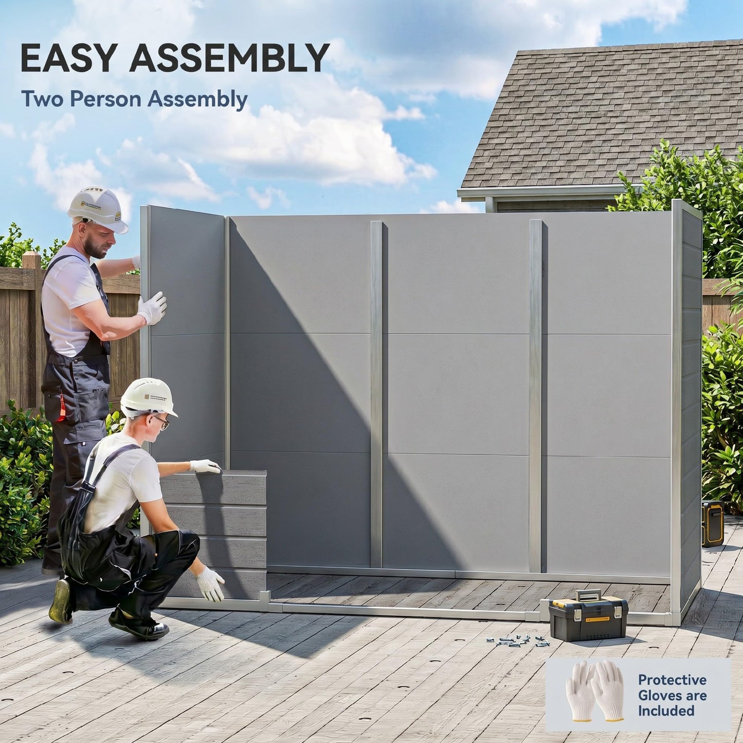 Outsunny 8 x 4 ft Resin Garden Shed Wood-Effect with Floor, Light Grey