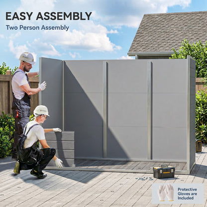 Outsunny 8 x 4 ft Resin Garden Shed Wood-Effect with Floor, Light Grey