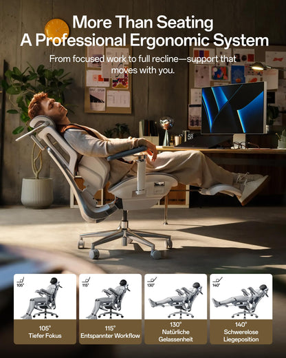 Hbada X7 Smart Ergonomic Office Chair – AI Lumbar Tracking, 8D Bionic Massage & Heating, 4D Dual-Axis Headrest, 720° Adjustable Armrests, Ventilated Mesh Seat with Cooling Fan, BIFMA Certified