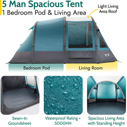 Trail Gidleigh 5 Man Air Tent, Dark Zone Bedroom, 5000mm