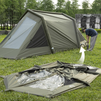 Night Cat 8 Man Inflatable Air Tent, 2 Bedroom, Green