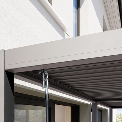 PRIMEYARD Pergola 3x6 m aluminium posts with louvered steel roof grey canopy
